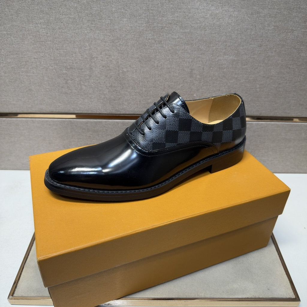 Louis Vuitton Checkered-Panel Lace-Up Dress Shoes